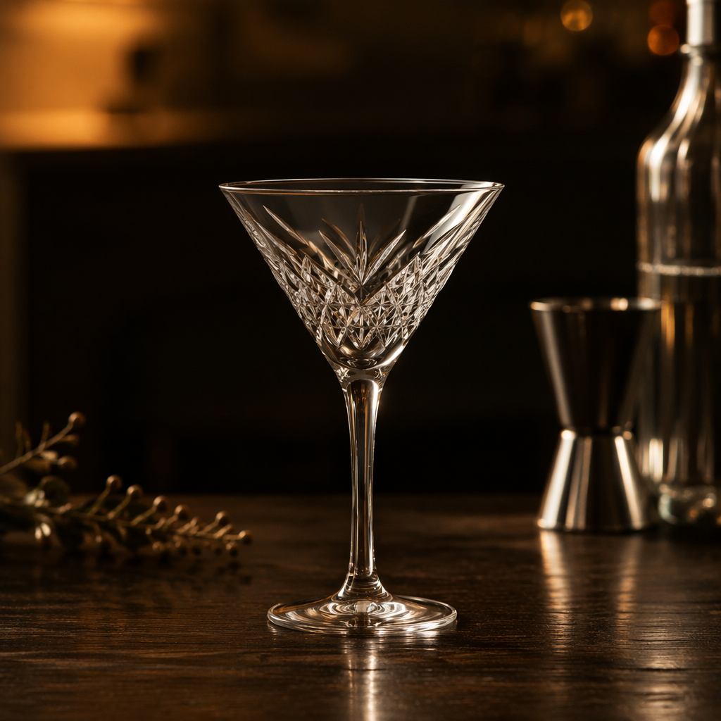 Vintage Textured Martini Glass – Elegant Cocktail Coupe Description