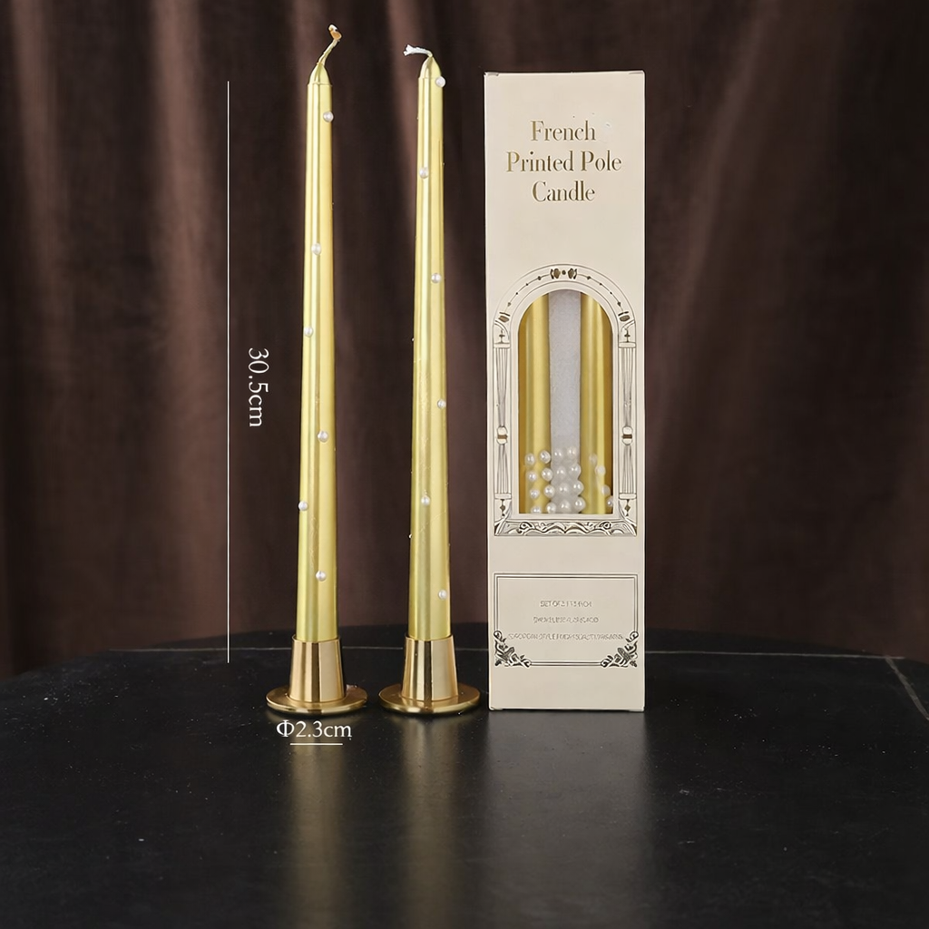 12” Pearl Taper Candles, Smokeless Soy Blend – Set of 2