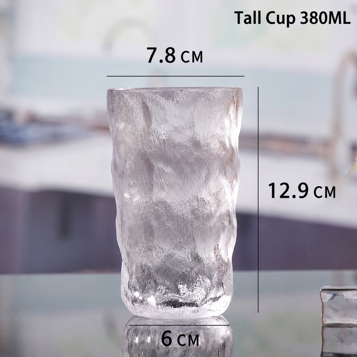 Textured Glacier Glass Tumbler, Irregular Wave Clear Drinking Glass Cup