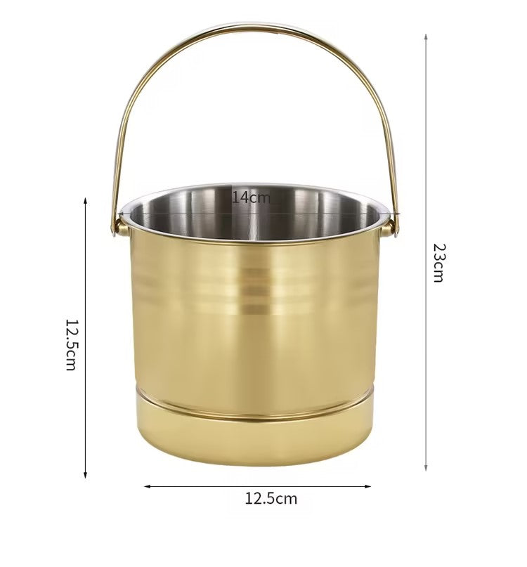 1.6L Stainless Steel Ice Bucket with Strainer & Handle