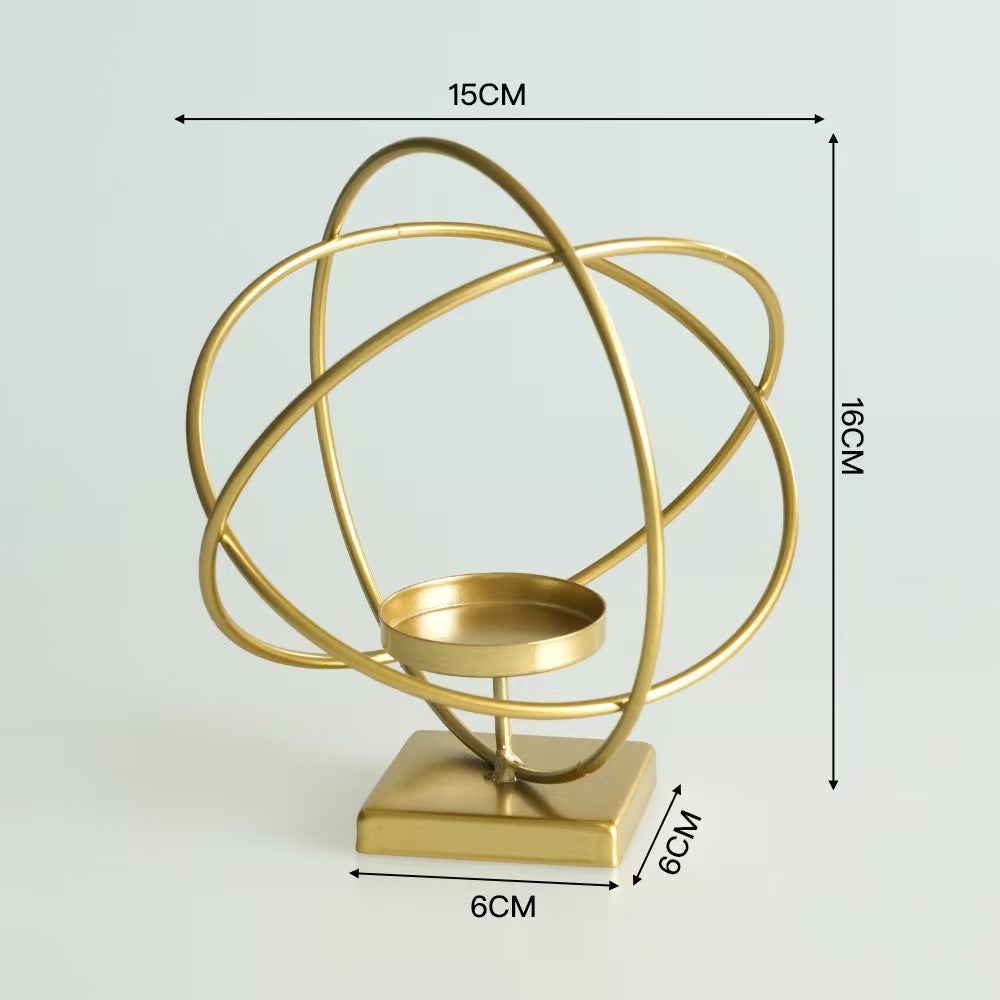 Creative Iron Candleholder, Cube Globe Irregular Sculpture