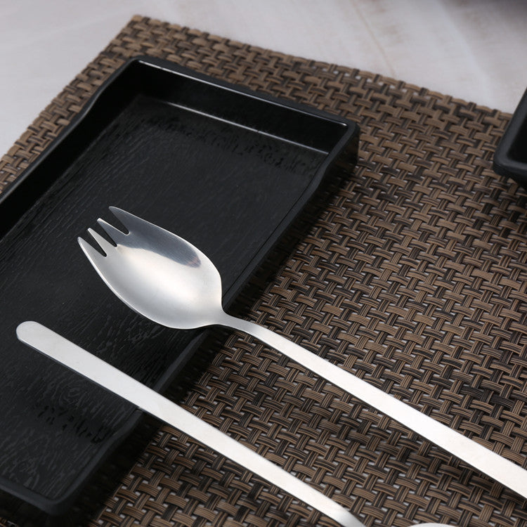 Stainless Steel Spork – 19cm Long Handle Fork Spoon Combination Utensil for Dining & Camping