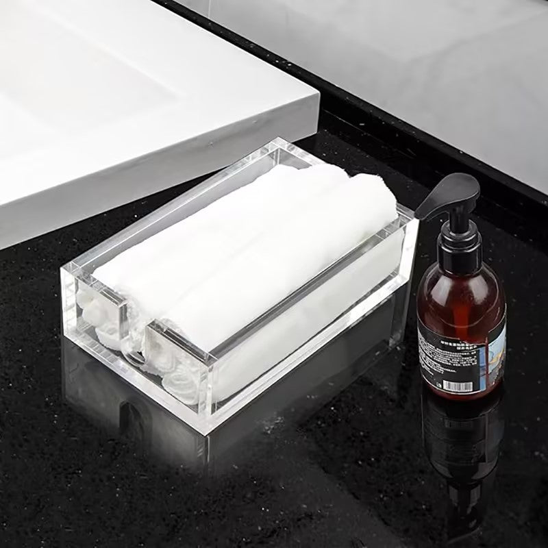 Rectangular Clear Acrylic Tissue Box – Desktop Note and Tissue Organizer