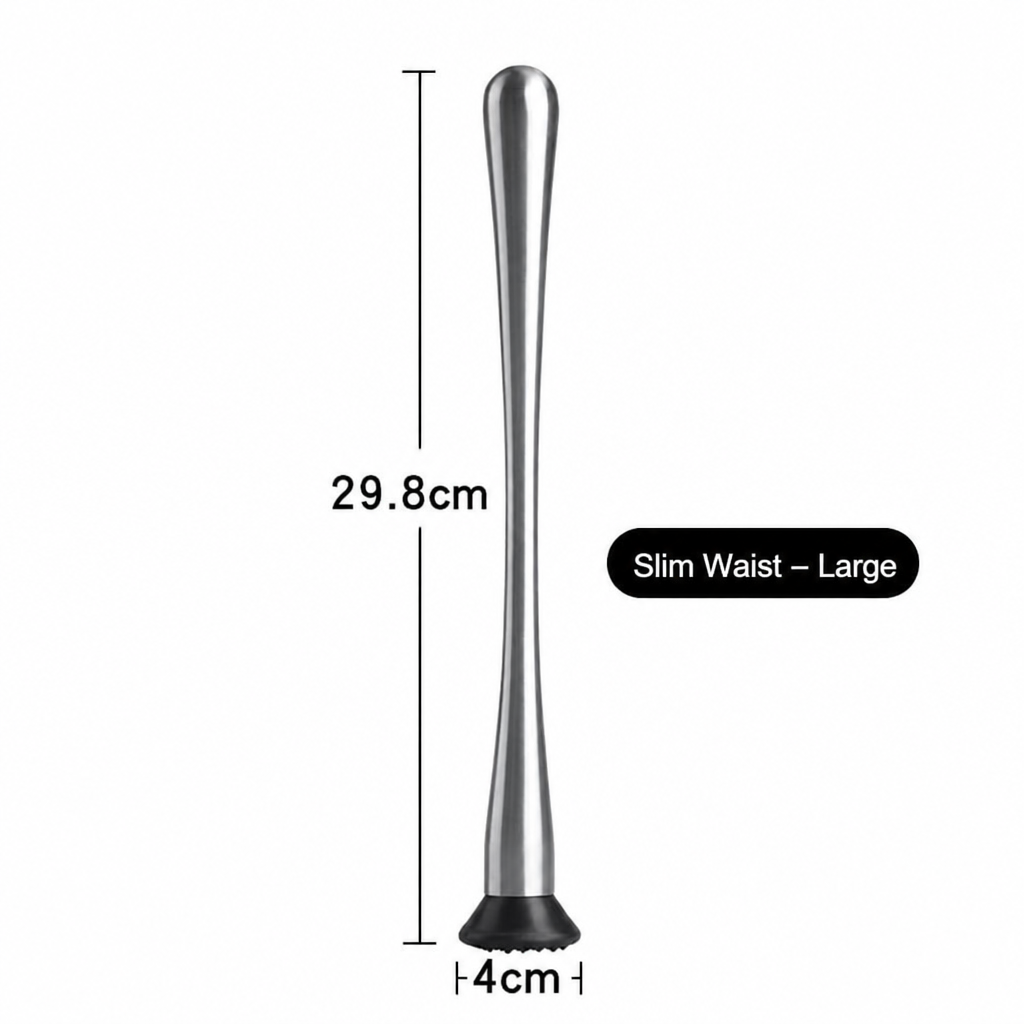 Stainless Steel Cocktail Muddler with Non-Slip PP Head, Ergonomic Slim Waist Fruit Muddler for Bar