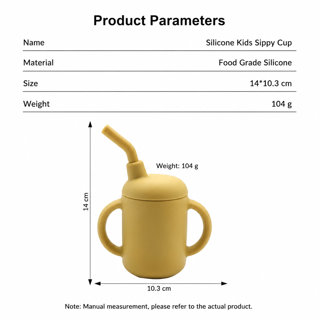 Food Grade Silicone Toddler Straw Sippy Cup with Dual Handles