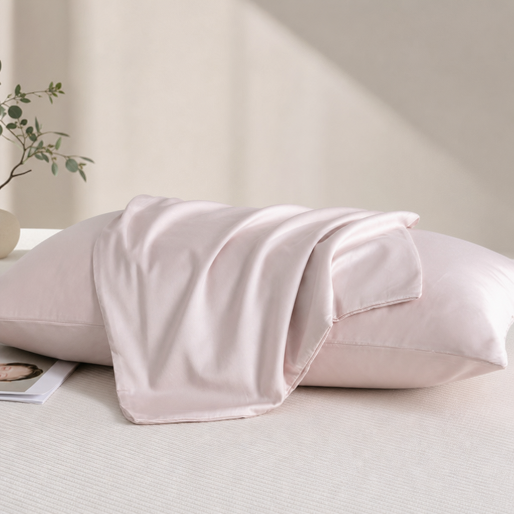 100% Long-Staple Cotton Sateen Pillowcase – 100s High-Count Solid Color Pillow Cover