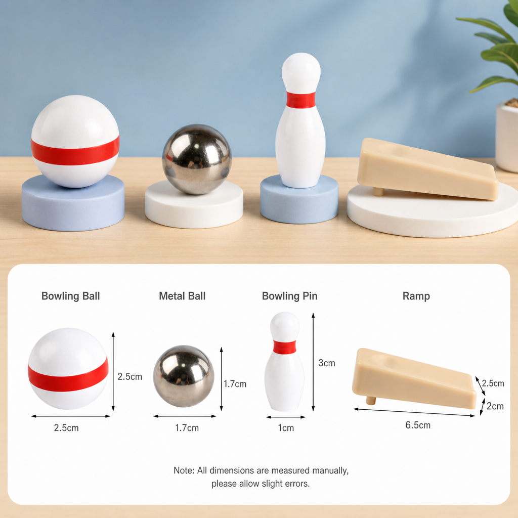 Wooden Mini Bowling Game Set – Natural Wood Tabletop Bowling Toy