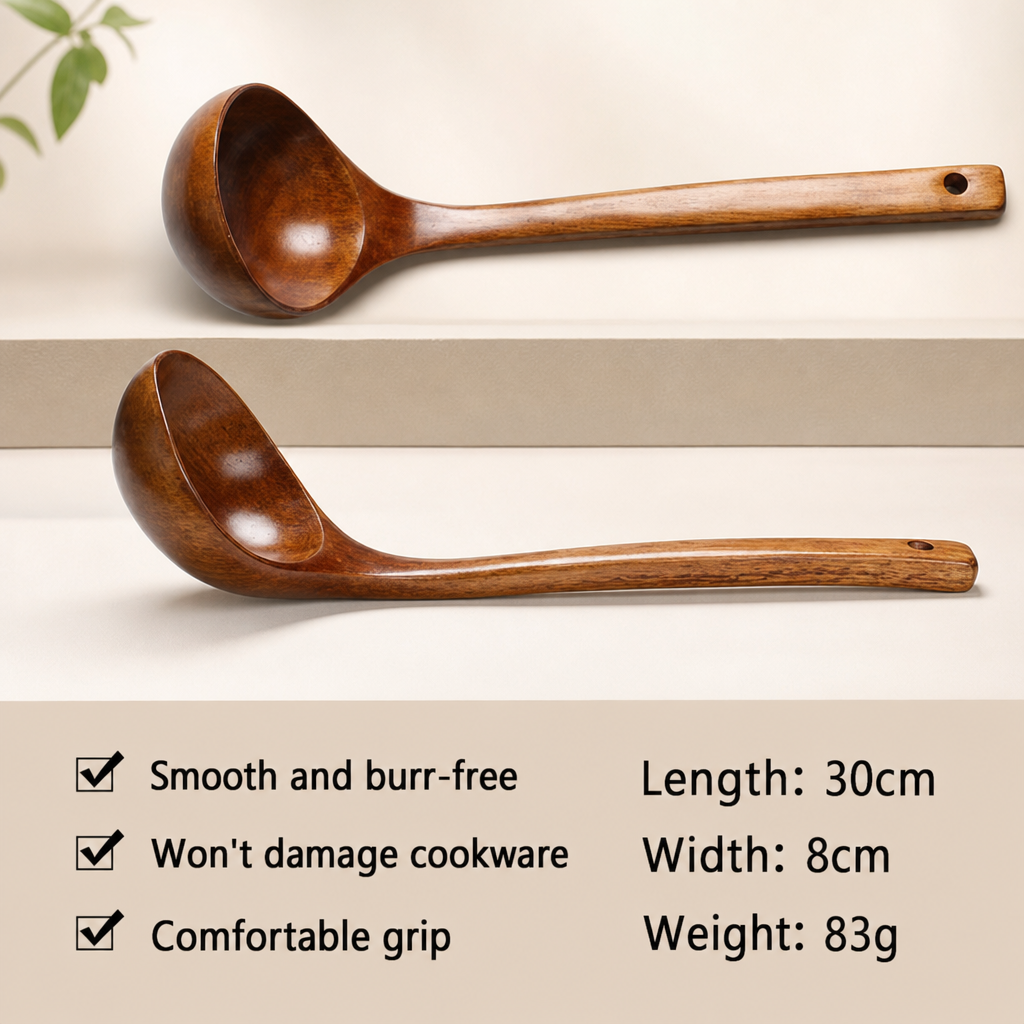 Wooden Spatula & Soup Ladle Cooking Tools
