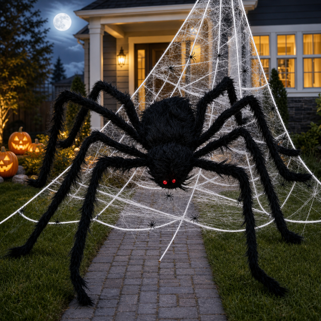 Halloween Giant Spider Web – Large Triangular Faux Cobweb Party Decoration