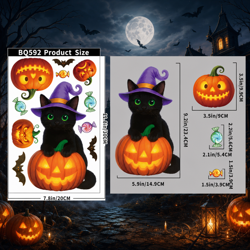 Halloween Pumpkin Window Stickers – Festive Glass Decals