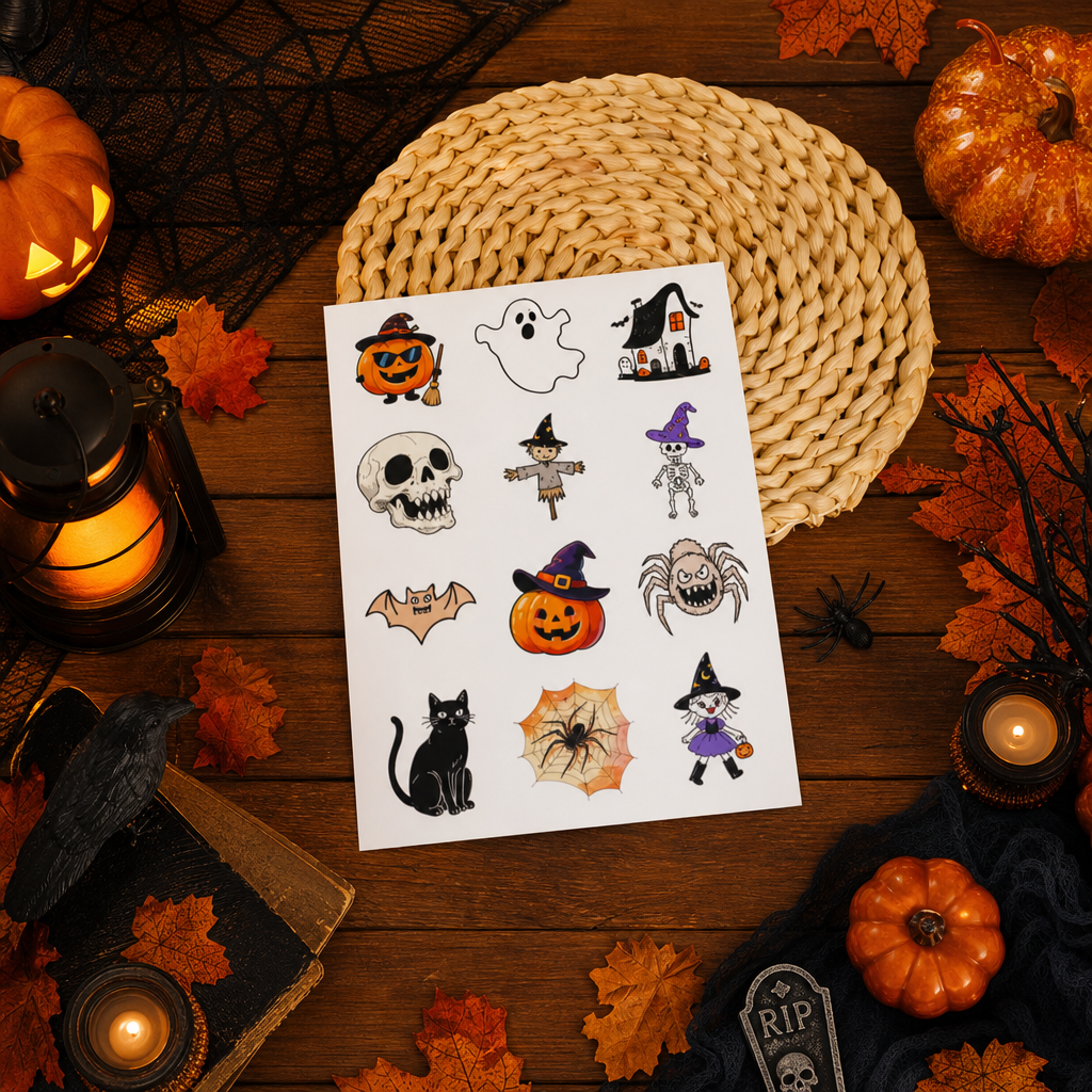 Halloween Pumpkin Face Sticker Set – Funny Spooky Pumpkin Decals