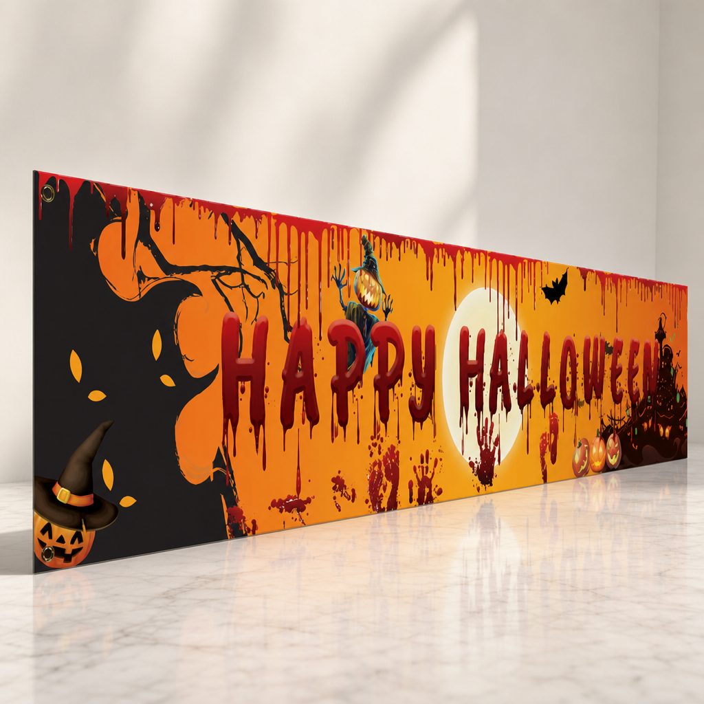 Halloween Party Banner Backdrop – Festive Photo Booth Background Decoration