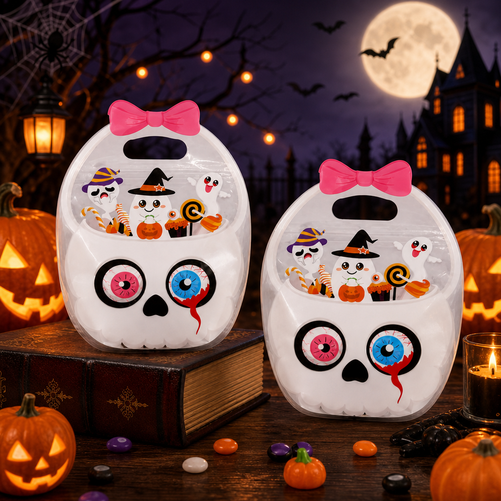 Halloween Transparent Pumpkin Gift Bag – Festive Candy Treat Bag Description:
