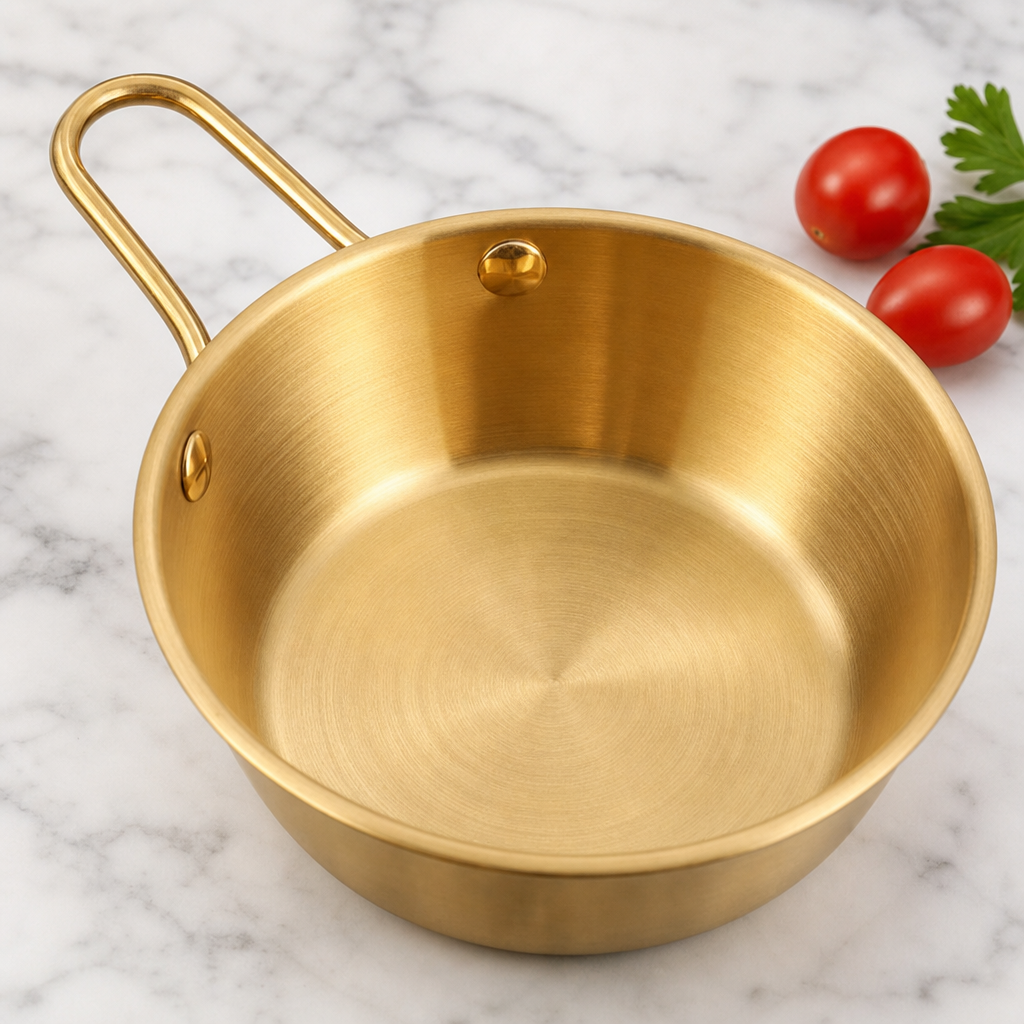304 Stainless Steel Gold Rice Wine Bowl with Handle Korean Pickle Serving Bowl