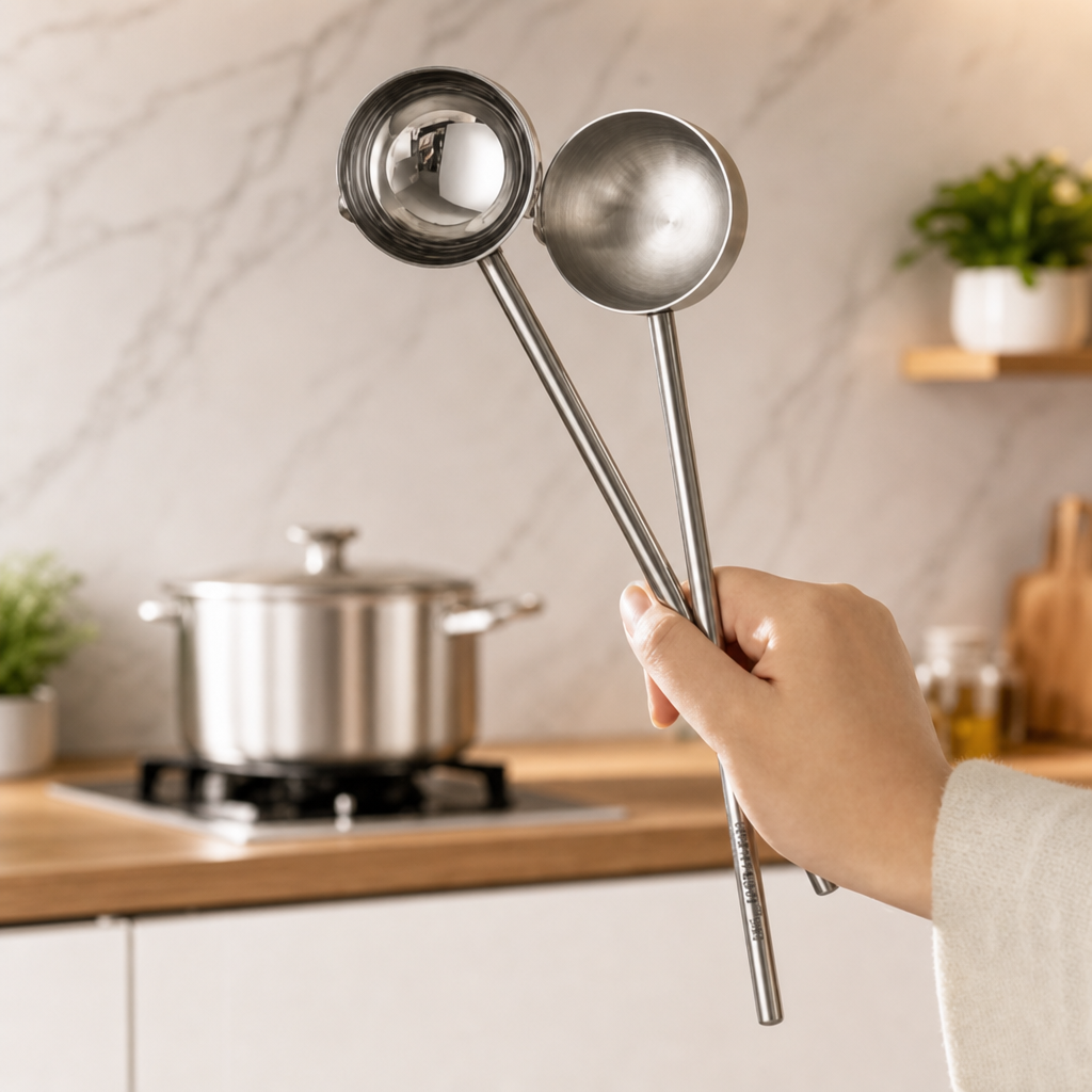 304 Stainless Steel Long Handle Hot Oil Ladle – Deep Frying Cooking Spoon