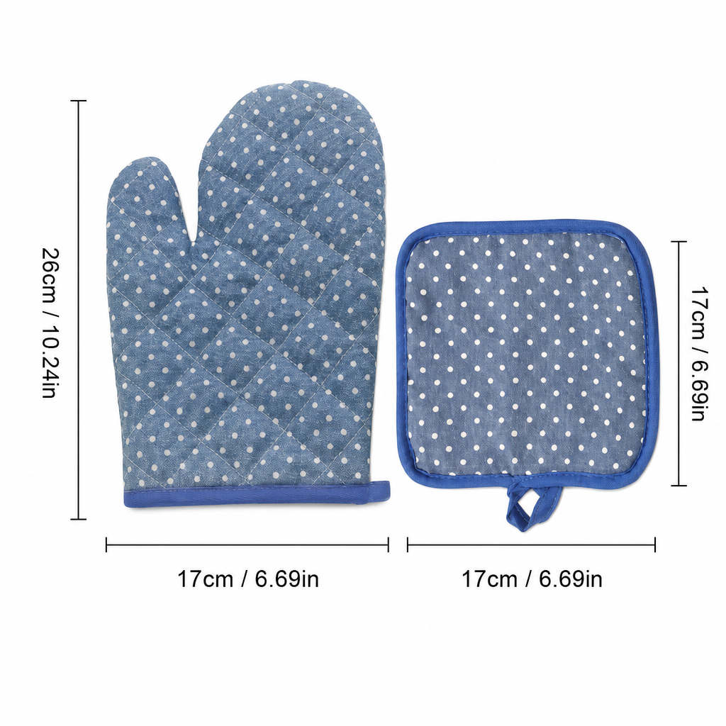 Polka Dot Oven Mitt & Pot Holder Set