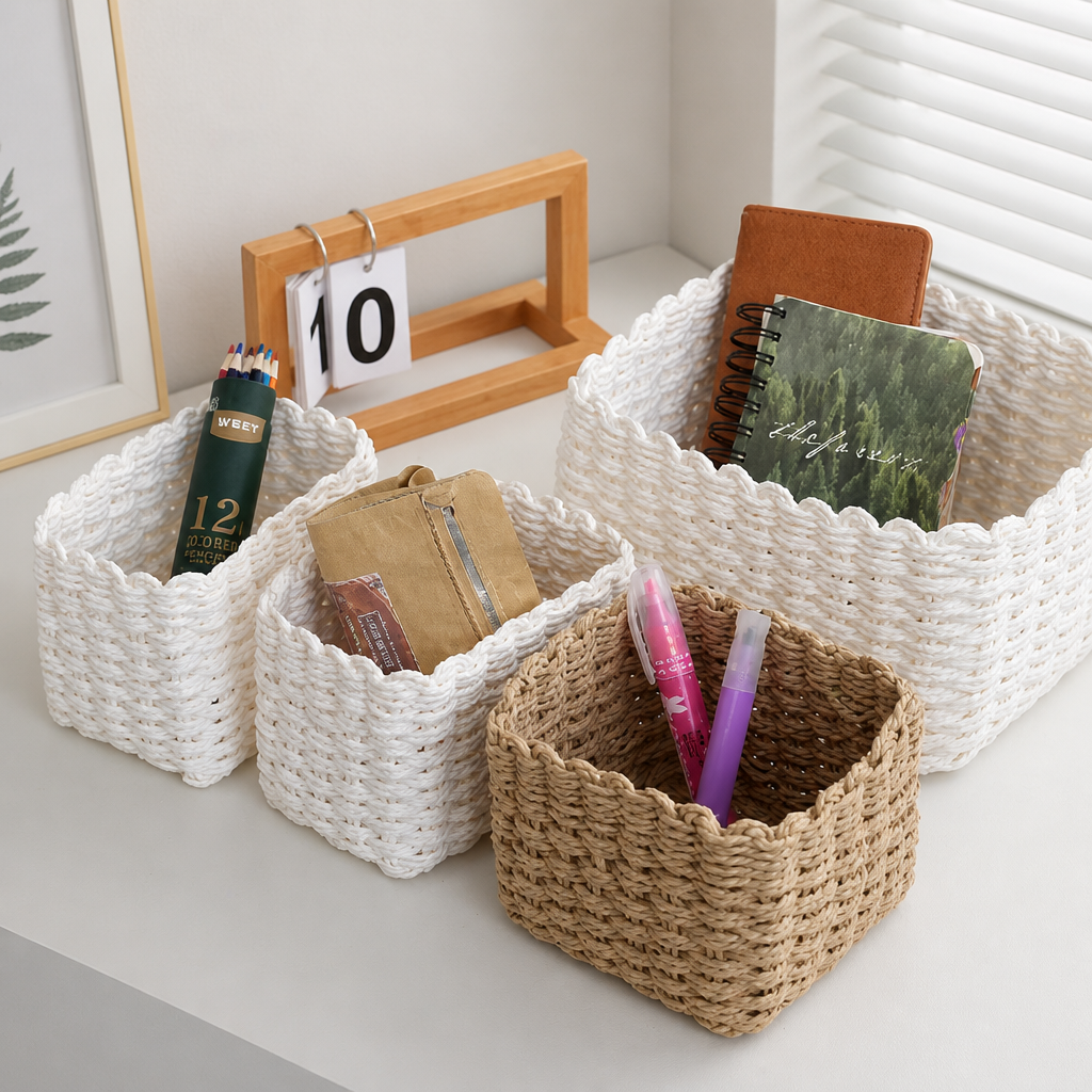 Handmade Woven Desktop Storage Basket
