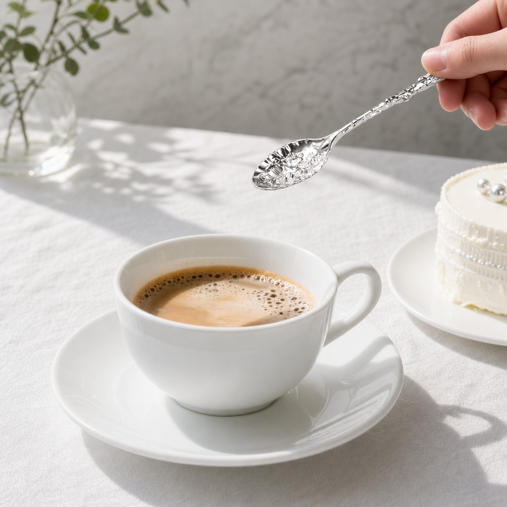 Vintage Engraved Coffee Spoons – 6-Piece Zinc Alloy Crystal Leaf Spoon Set