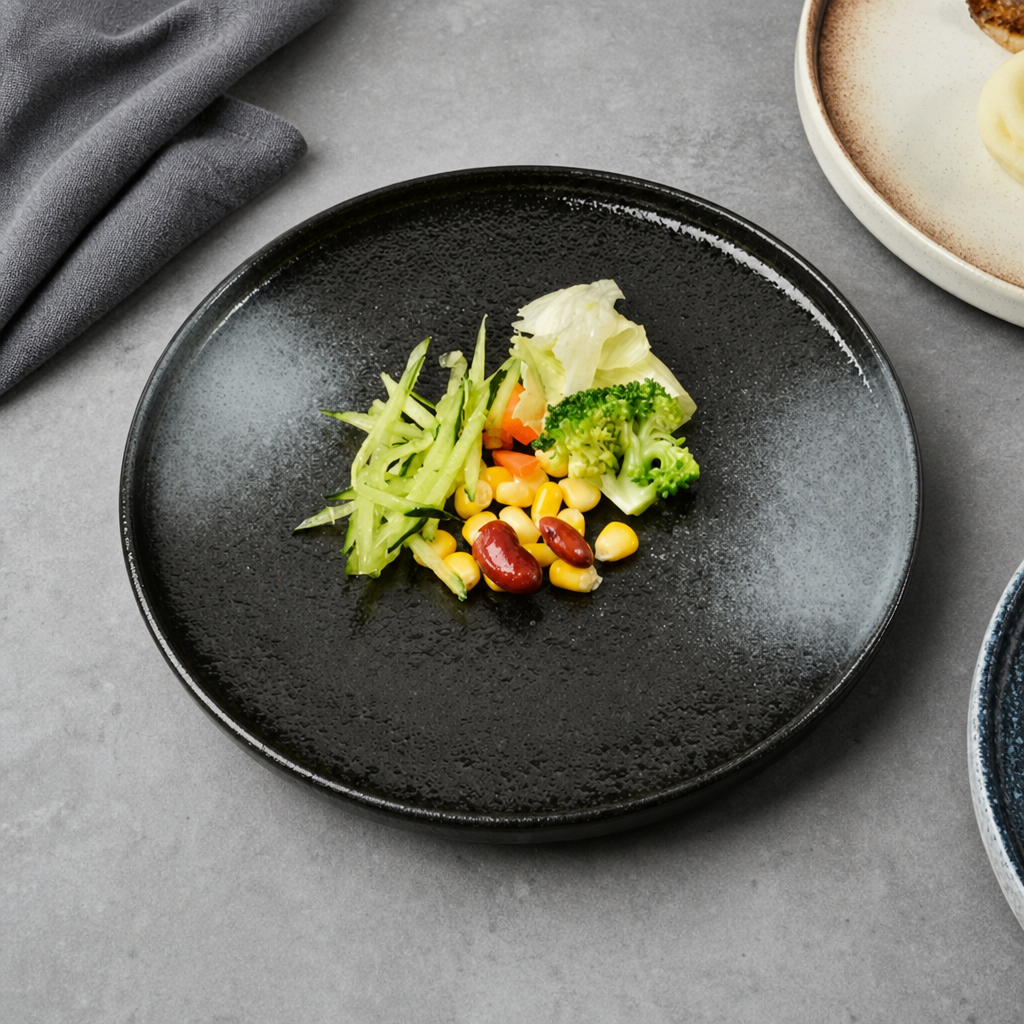 Black Ceramic Dinner Plate Serving Plate