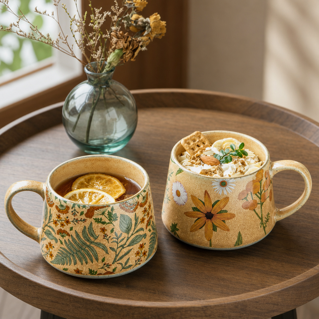 Vintage Style Ceramic Coffee Mug Floral Coffee Cup