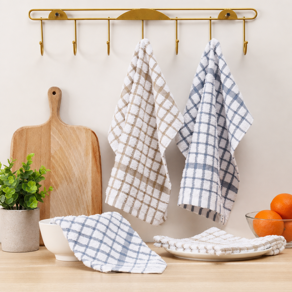 Waffle Weave Pure Cotton Thick Dishcloth Kitchen Cleaning Towel