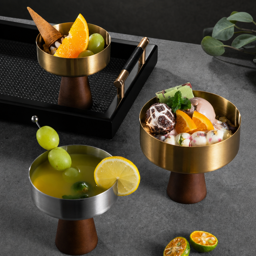 304 Stainless Steel Ice Cream Popsicle Pudding Bowl Dessert Serving Bowl