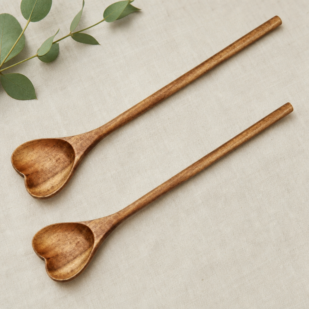 Acacia Wood Heart Shaped Spoon