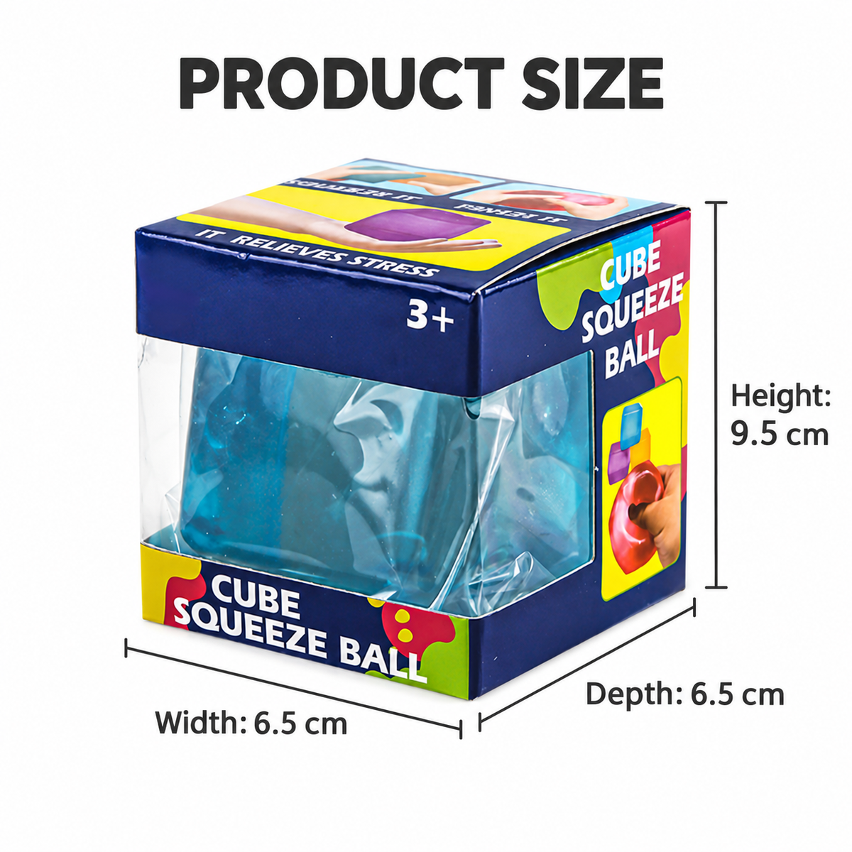 Colorful Cube Squeeze Ball – Soft Sensory Stress Relief Fidget Toy