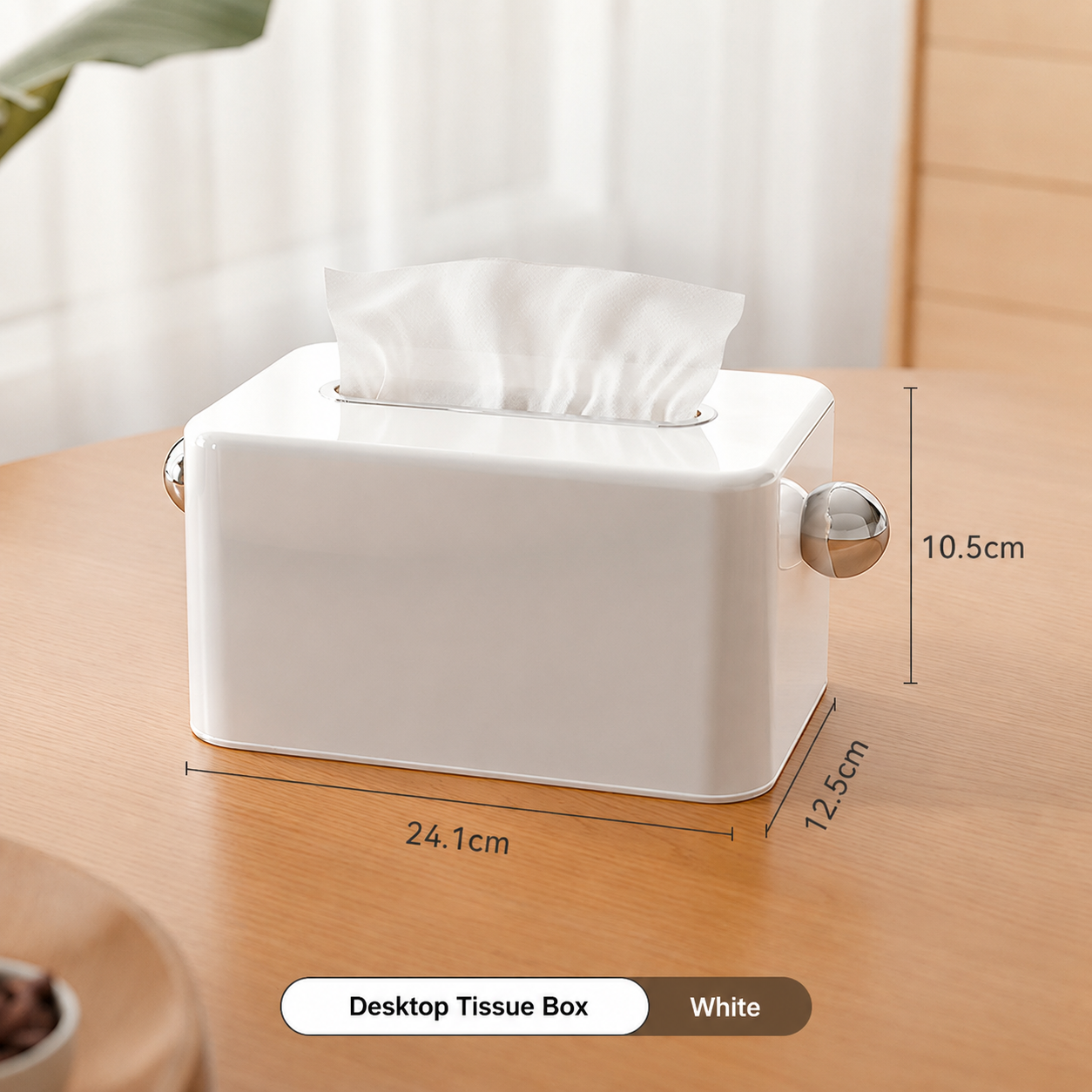 Pure White Multi-Function Tissue Box Holder, Minimalist Home Napkin Storage Organizer for Living Room & Desktop