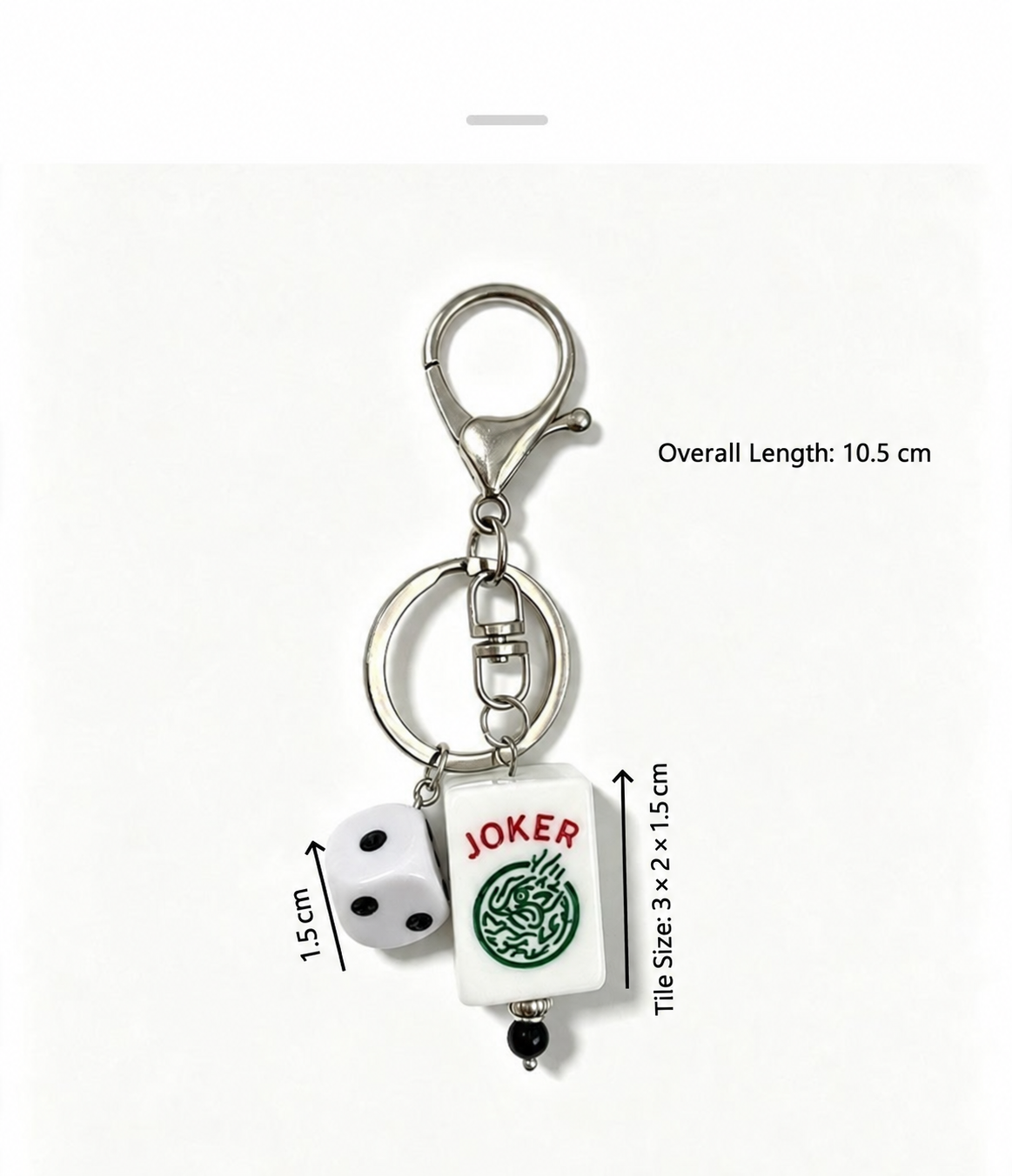 Mahjong Joker Tile and Dice Resin Keychain – Game Lover Bag Charm