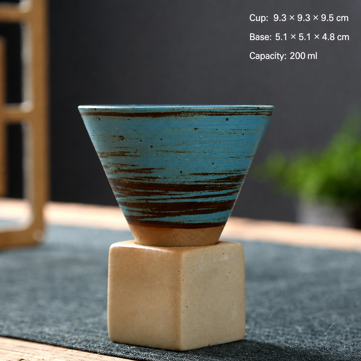 Ceramic Coffee Cup with Square Base – 200 ml Conical Drink Cup for Latte, Tea, Espresso, Dessert & Home Café Use