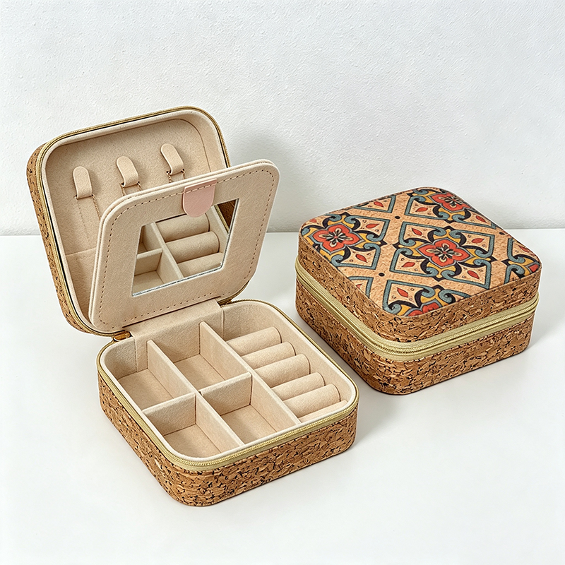 Patterned Travel Jewelry Case – Stackable Organizer for Necklaces & Accessories