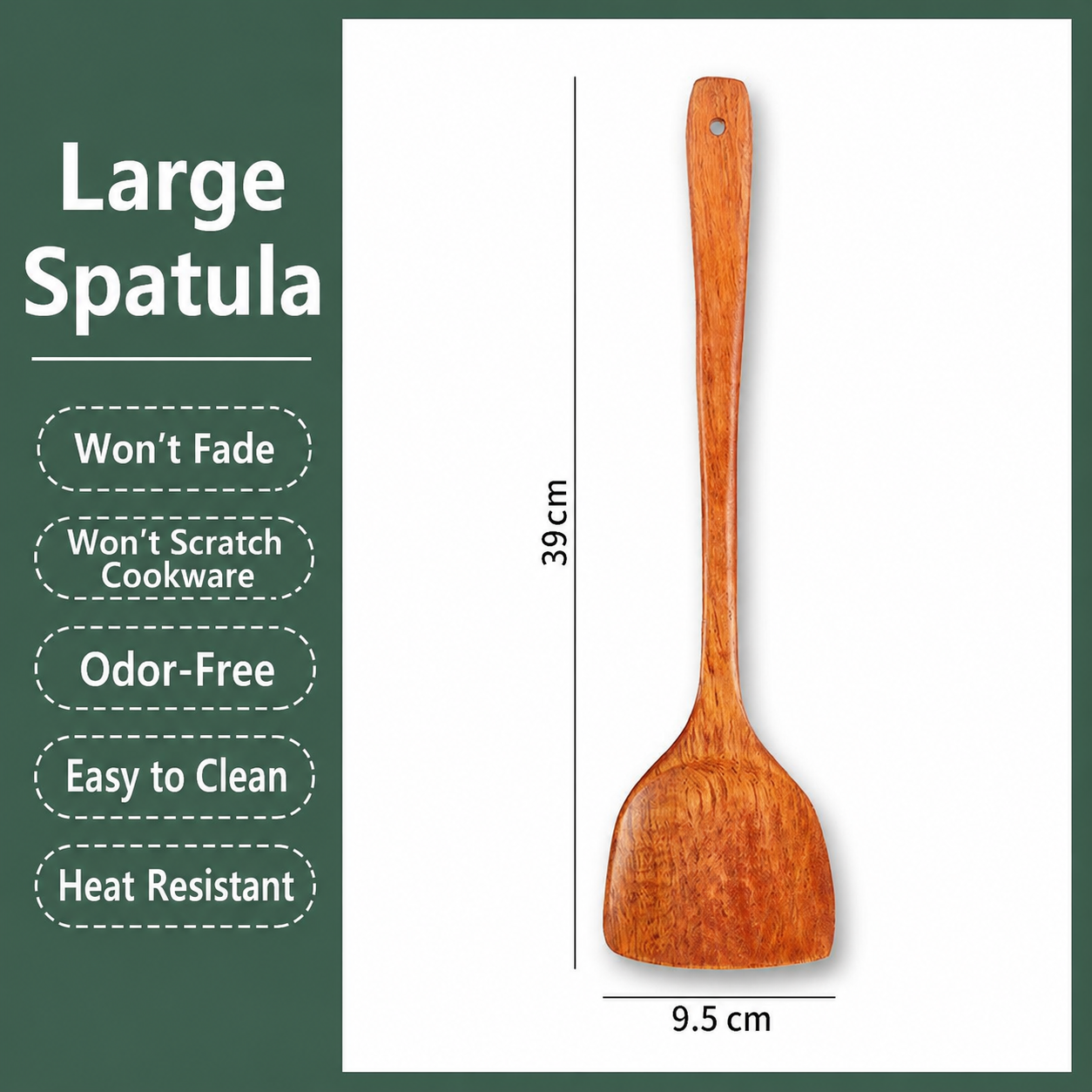 Large Wooden Spatula – 39cm Heat Resistant Non-Scratch Cooking Turner for Frying, Stirring, Wok, Pan, Kitchen & Home Cooking