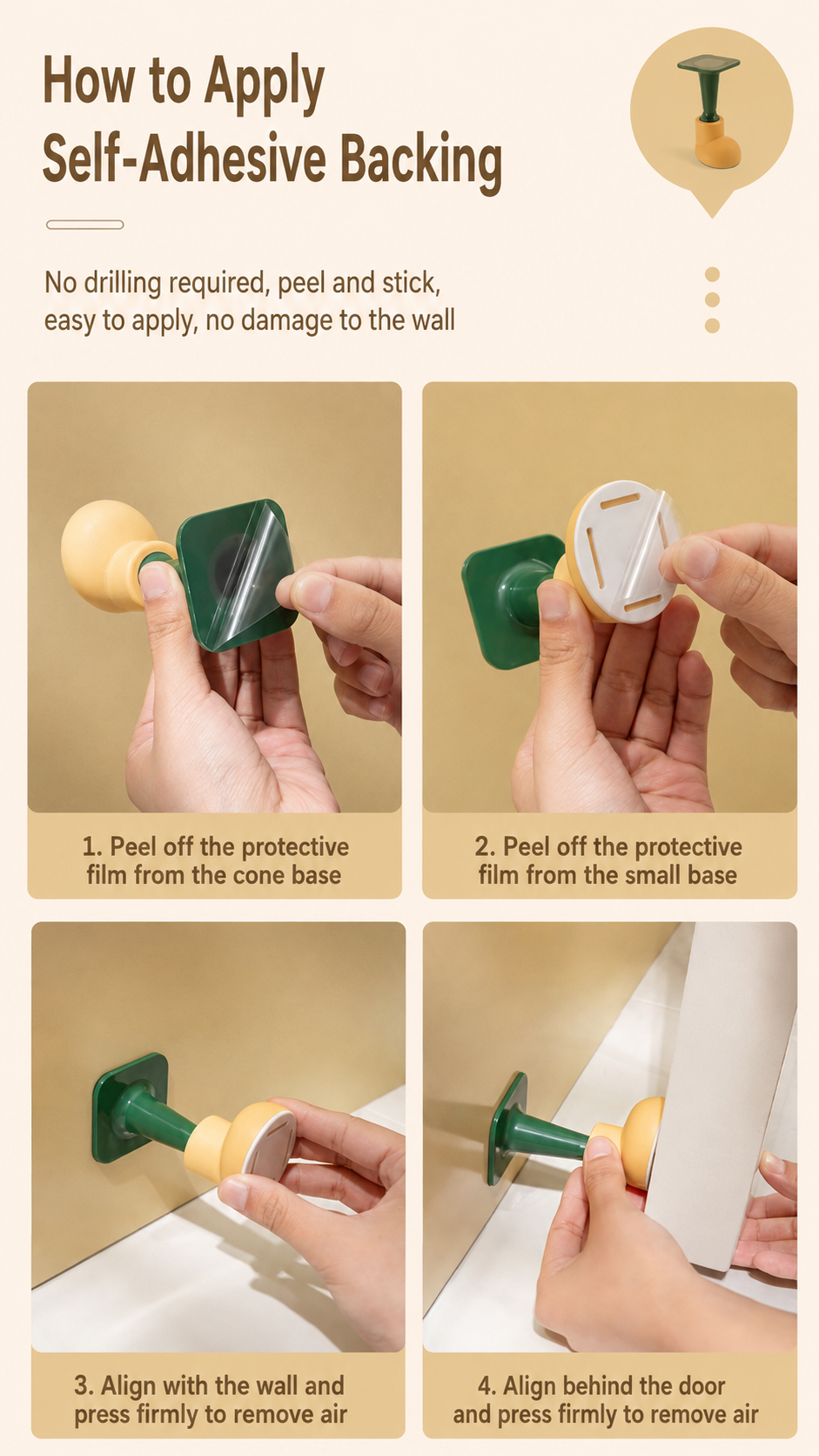 Wall Mounted Door Stopper – Soft Bumper Protector for Door & Wall