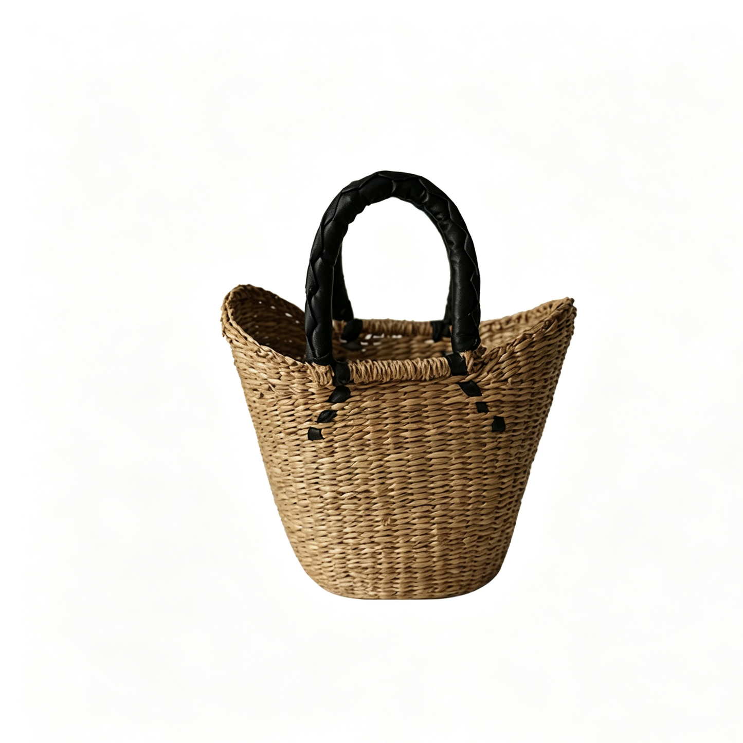 Large Sea Grass Woven Tote Bag – Natural Handmade Style Beach Bag with Polyester Lining