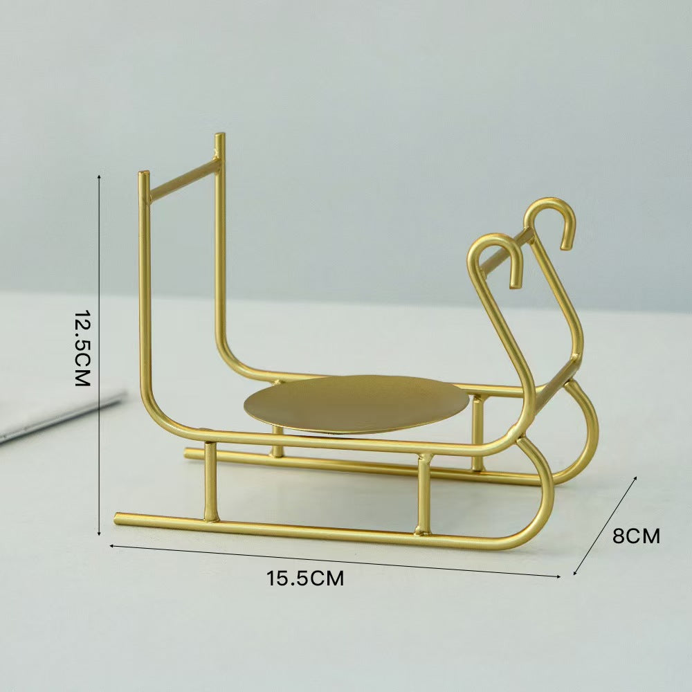 Sleigh Candleholder Creative Iron Decor Piece
