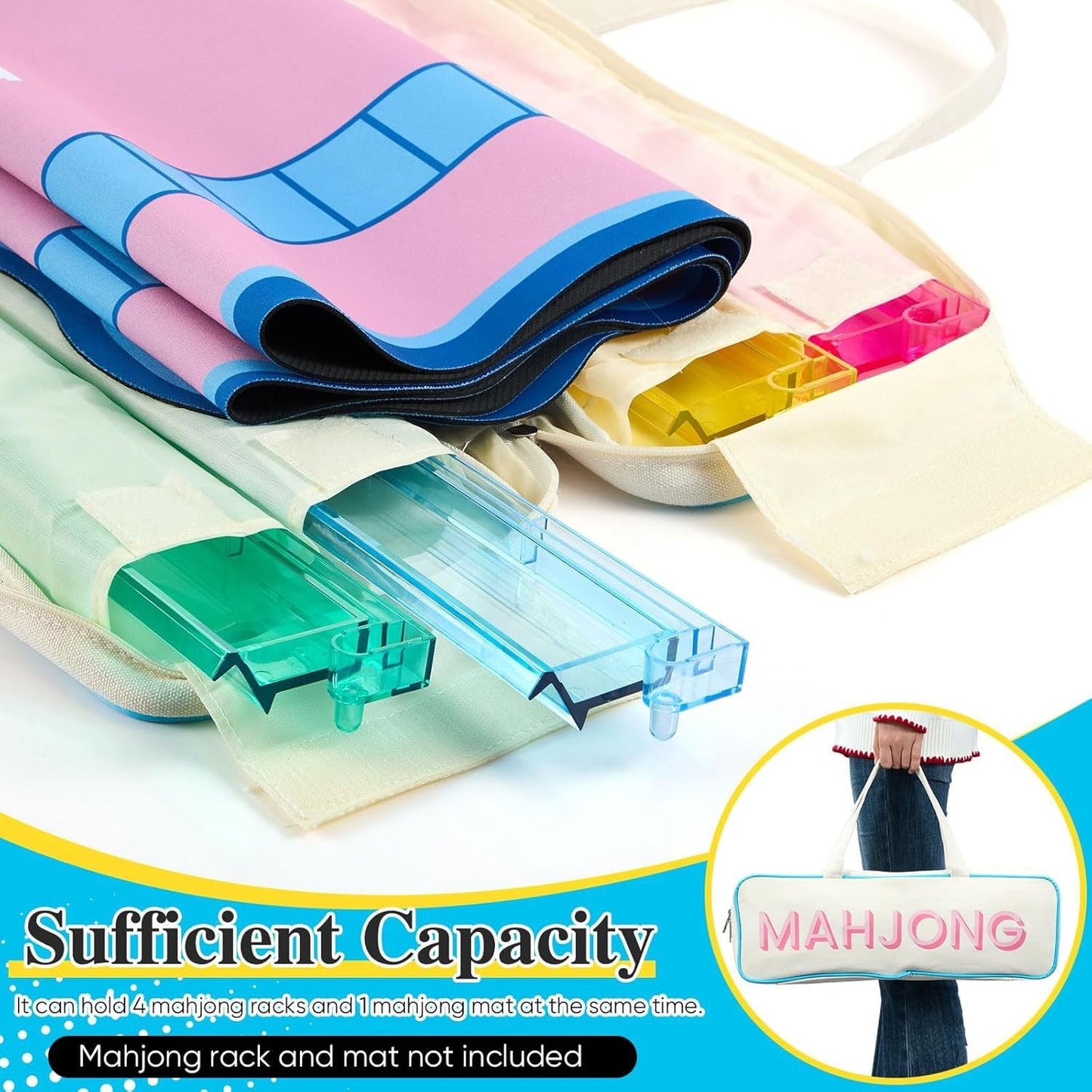 Mahjong Tile Storage Bag – Oxford Fabric Portable Game Set Organizer with Tassel Design