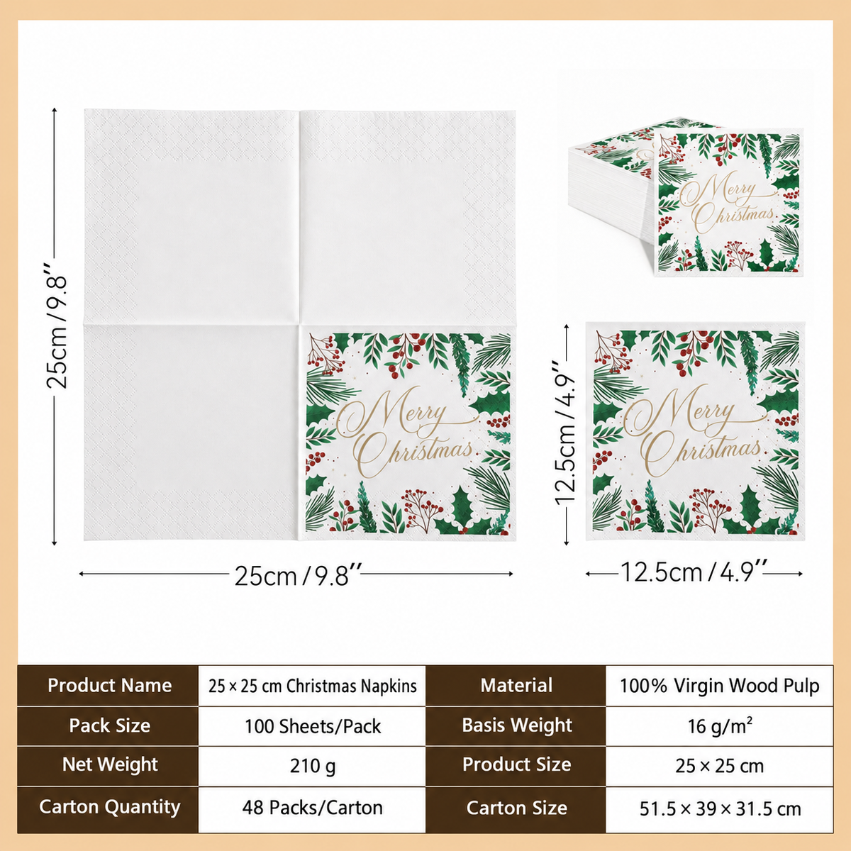 Christmas Botanical Paper Napkins