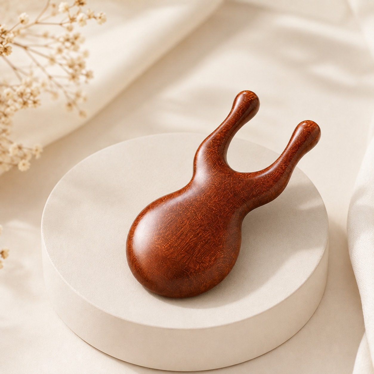 Wooden U-Shaped Neck Massage Tool – Sandalwood Trigger Point Massager for Neck & Shoulder Relief