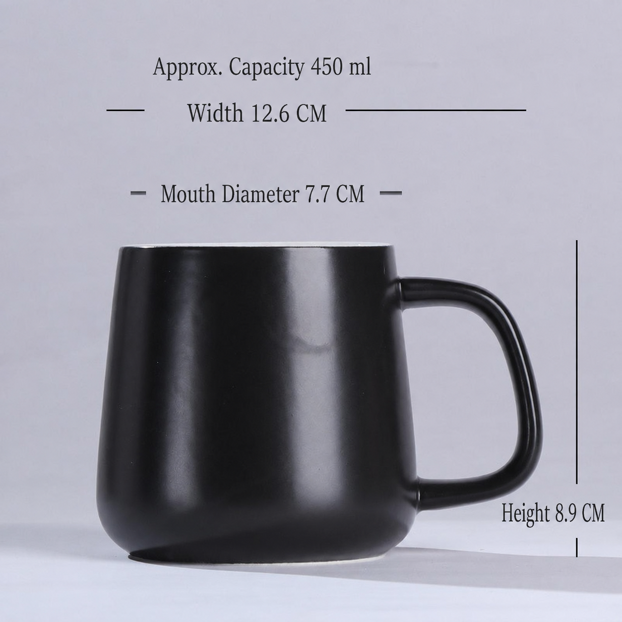 Ceramic Coffee Mug – 450ml Minimalist Glossy Coffee & Tea Cup with Handle