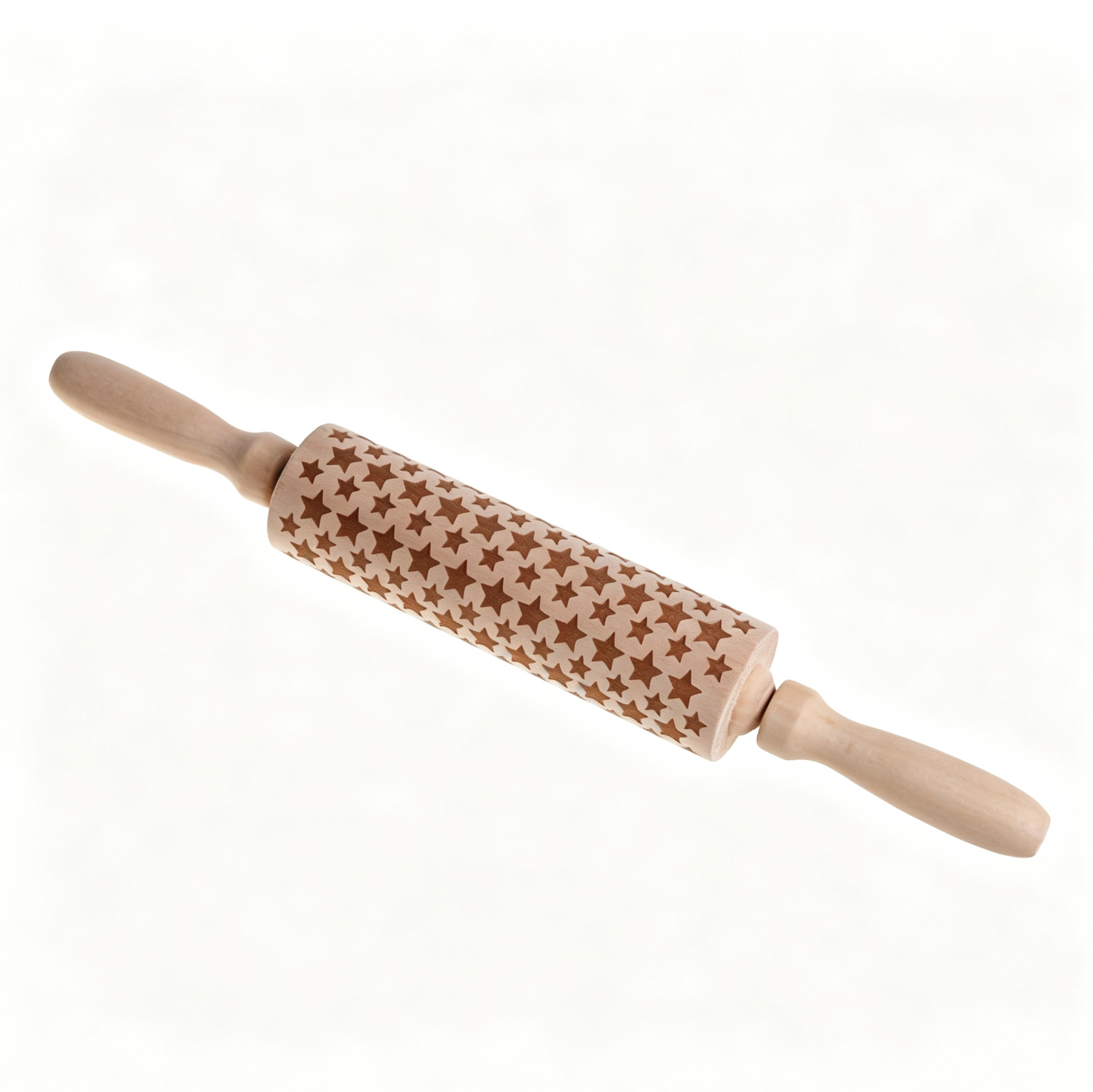 Christmas Wooden Embossing Rolling Pin – Engraved Cookie Dough Roller for Holiday Baking & DIY Crafts