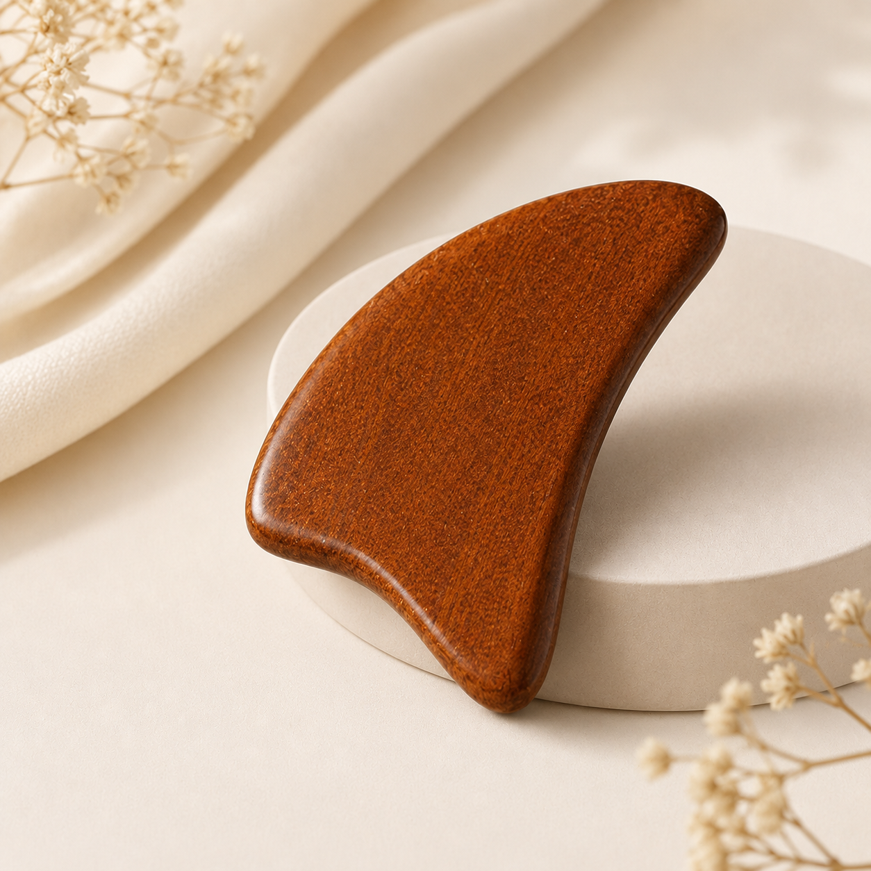 Grade-A Golden Silk Sandalwood Gua Sha Massage Scraping Tool – Facial & Body Muscle Relief