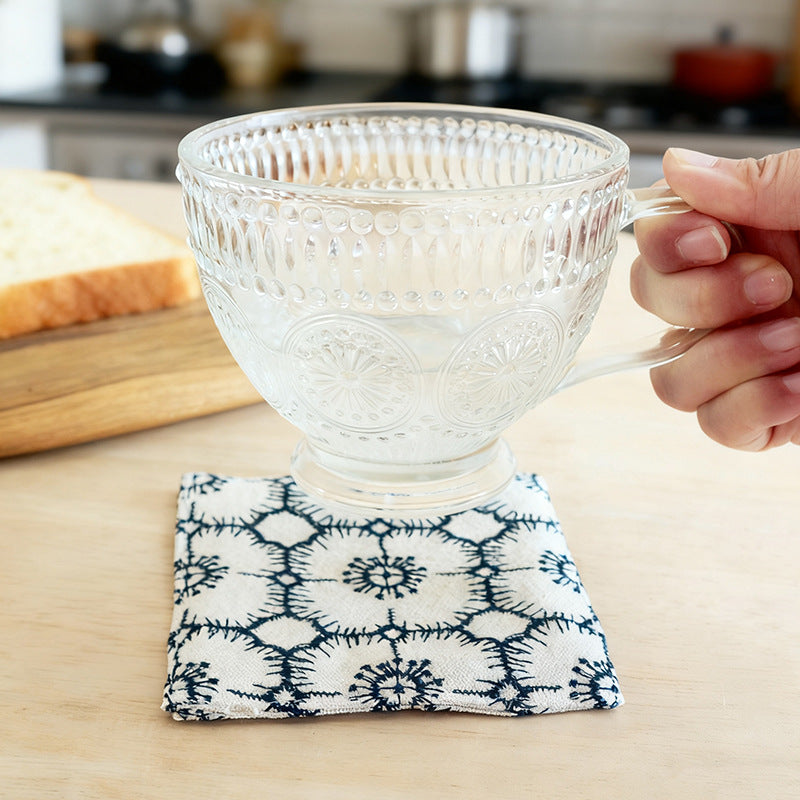 Embroidered Cotton Linen Coaster, Double-Layer Tea Cup Mat