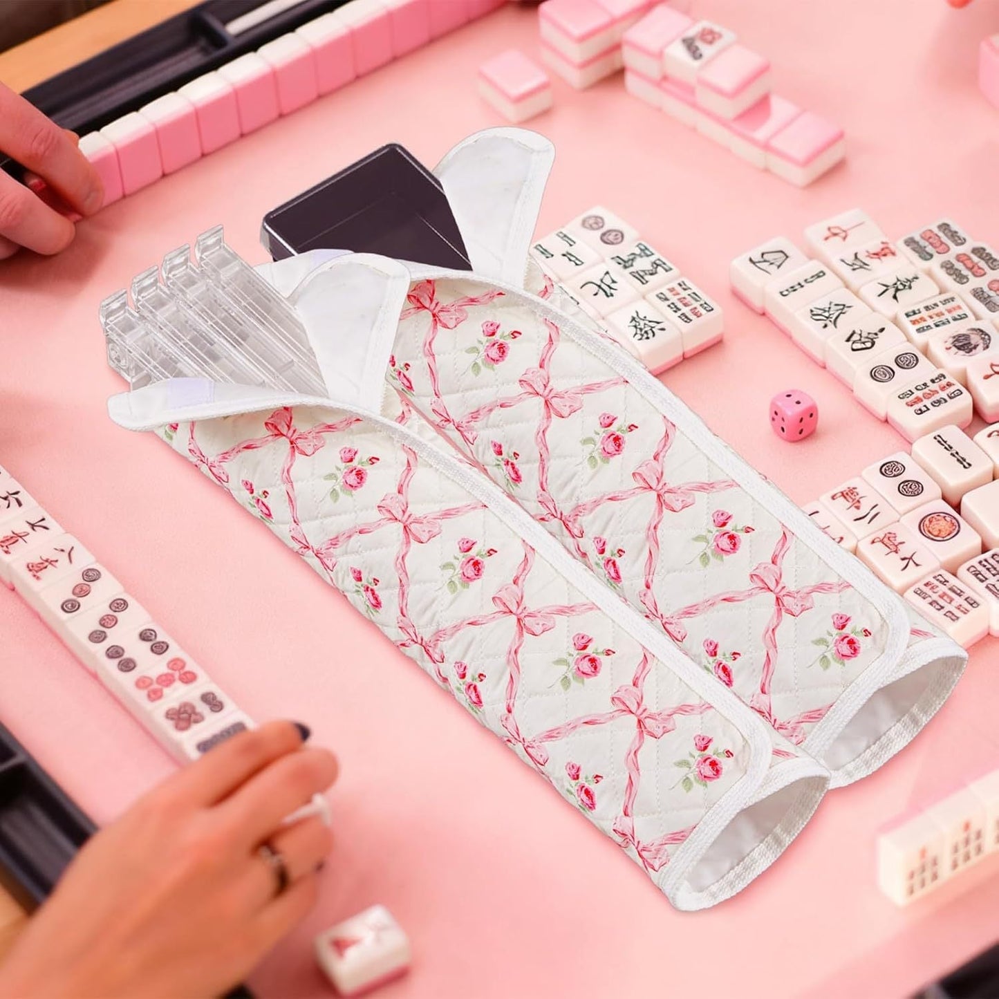 Floral Mahjong Travel Bag Set – 3-Piece Storage & Organizer Collection