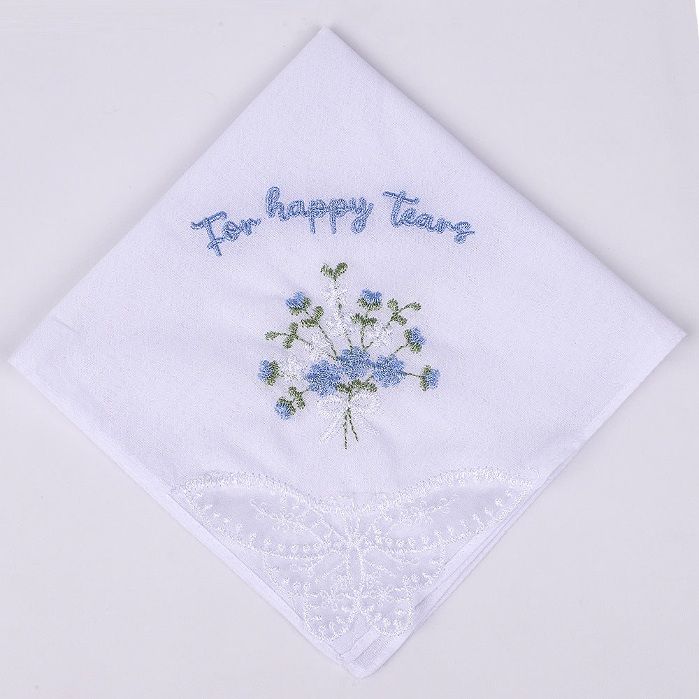 Embroidered Wedding Handkerchief – Cotton Keepsake Gift
