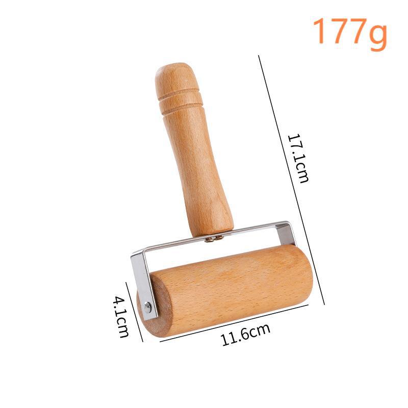 Beechwood Rolling Pin with Rotating Roller, Double-Handled Dough Roller for Pizza, Pie Crust, Cookies, Pasta, and Bakery Use