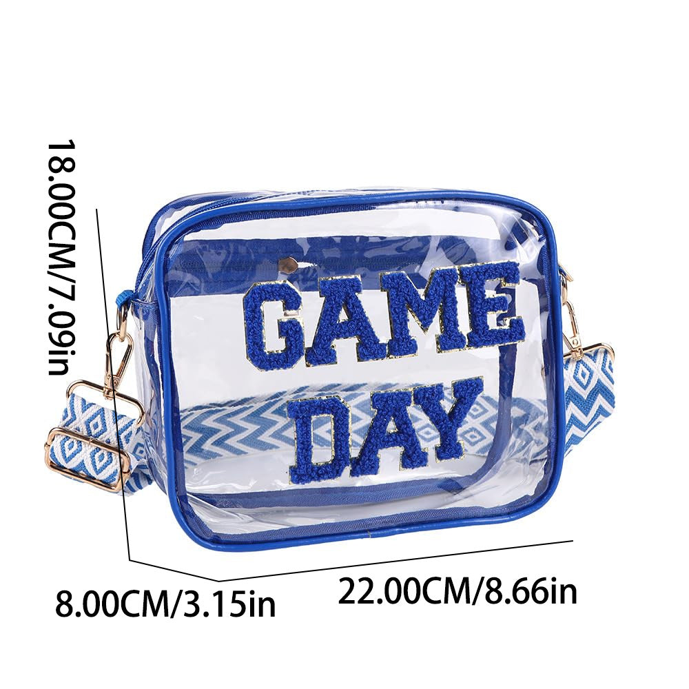 Clear Game Day Crossbody Bag with Chenille Letters