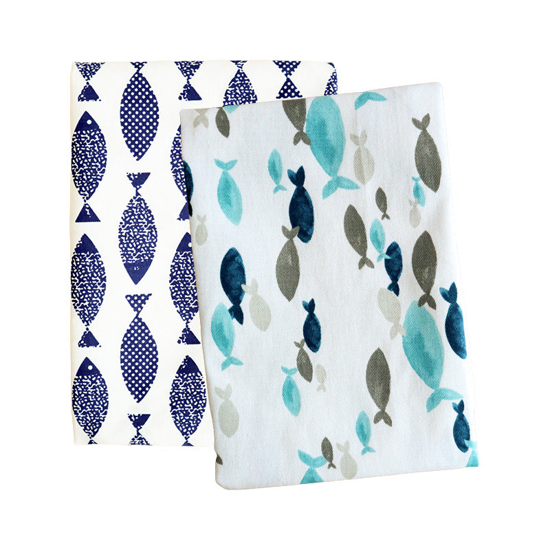 Mediterranean Blue Fish Print Napkin, Kitchen Tea Towel & Home Textile