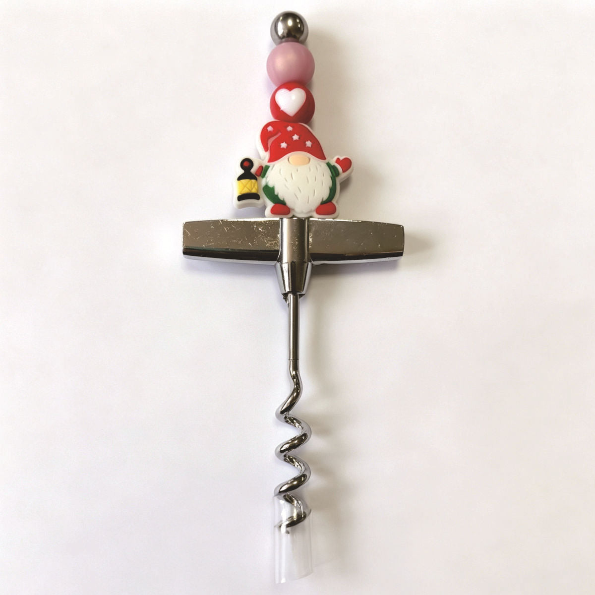 Christmas Gnome Stainless Steel Corkscrew, Beaded Wine Bottle Opener