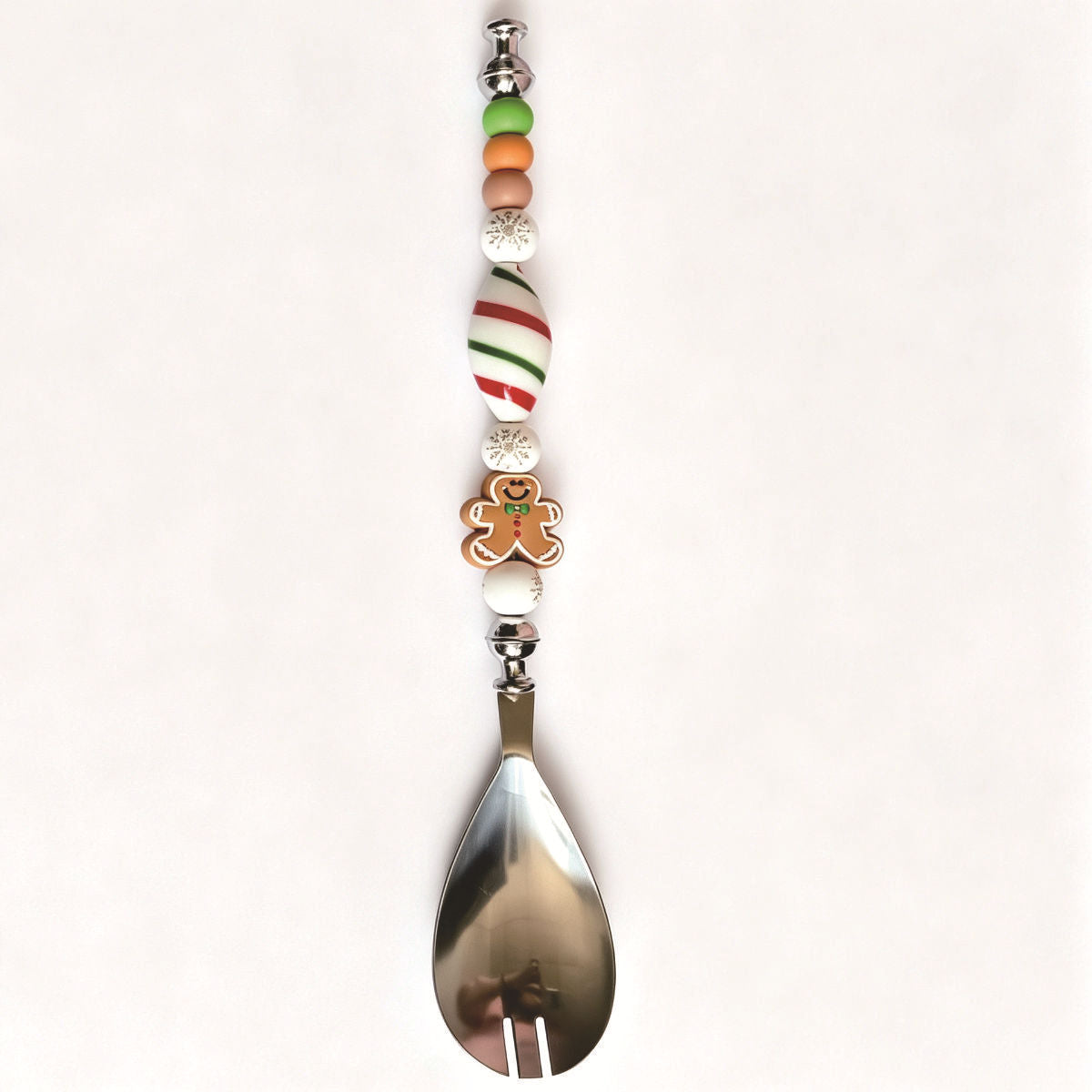 Christmas Stainless Steel Serving Spoon – Gingerbread Man Beaded Design